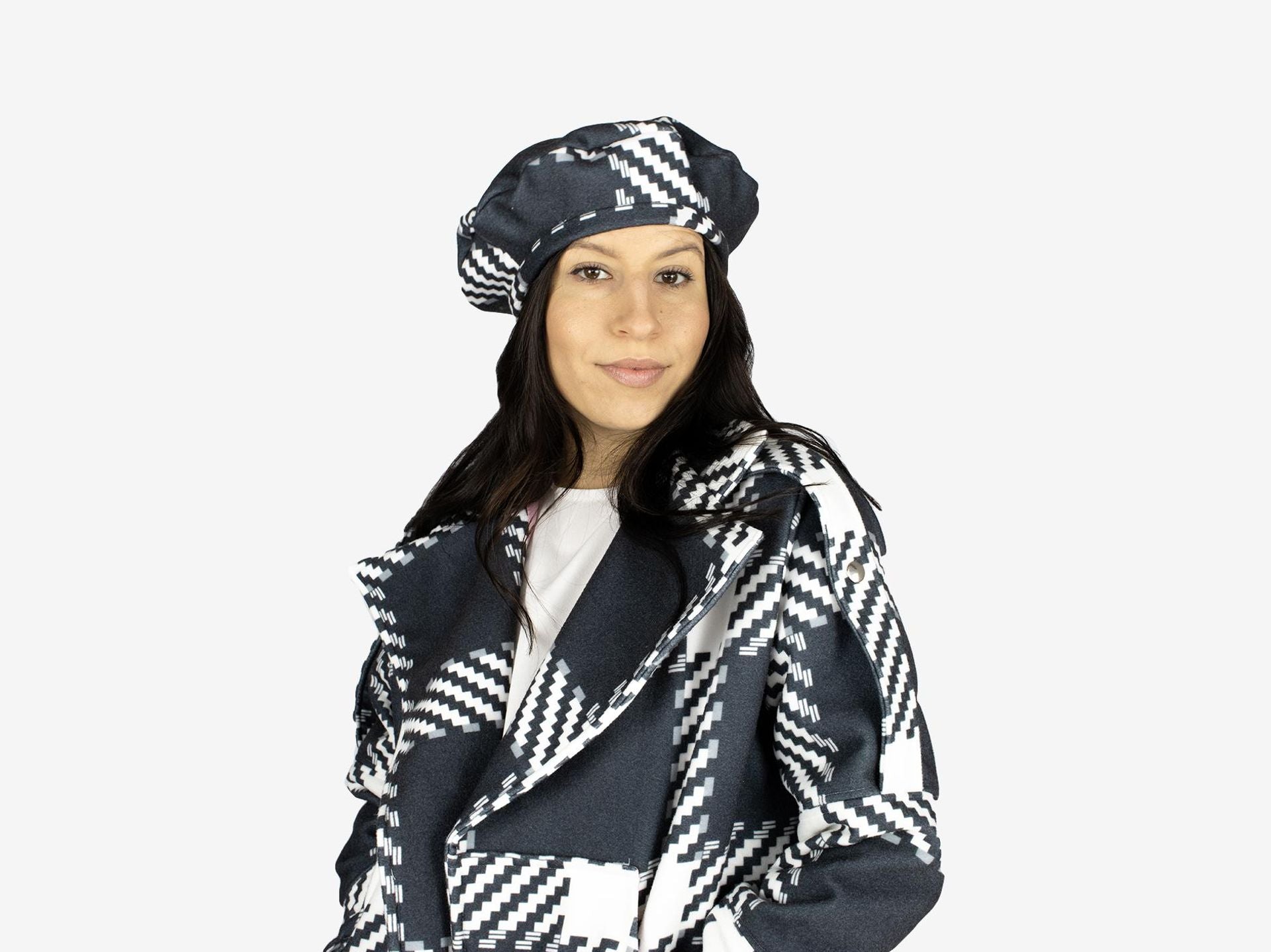 Anthracite Checkered Beret